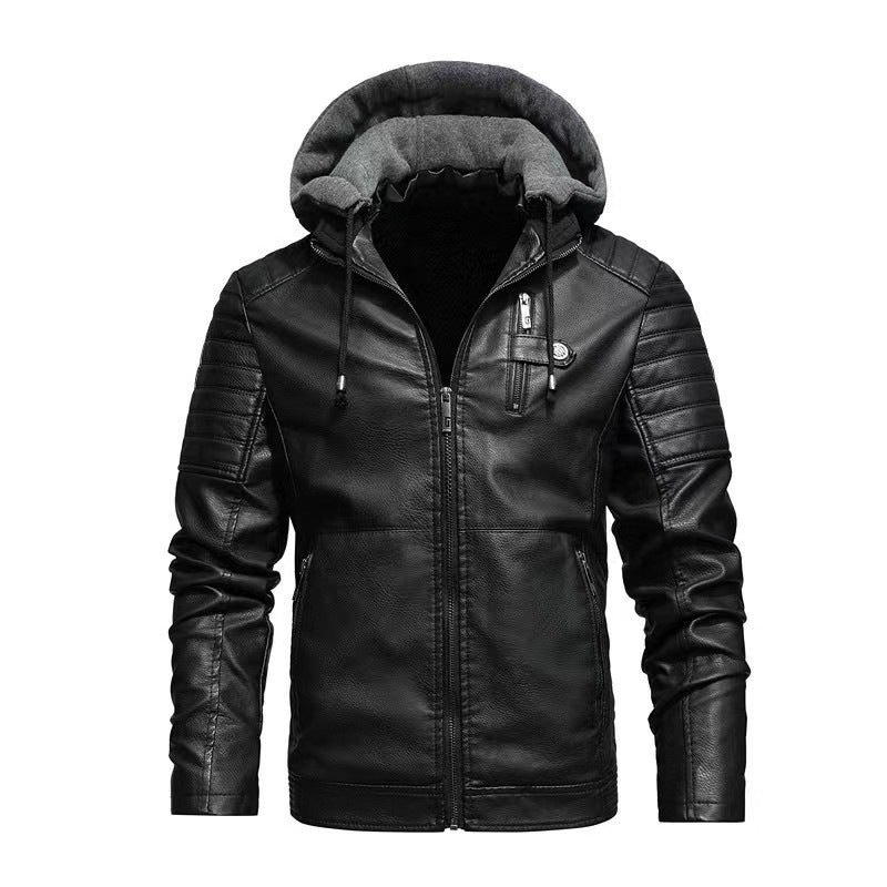 Herren Lederjacke mit abnehmbarer Kapuze Shop Nory