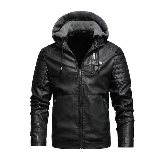 Herren Lederjacke mit abnehmbarer Kapuze Shop Nory