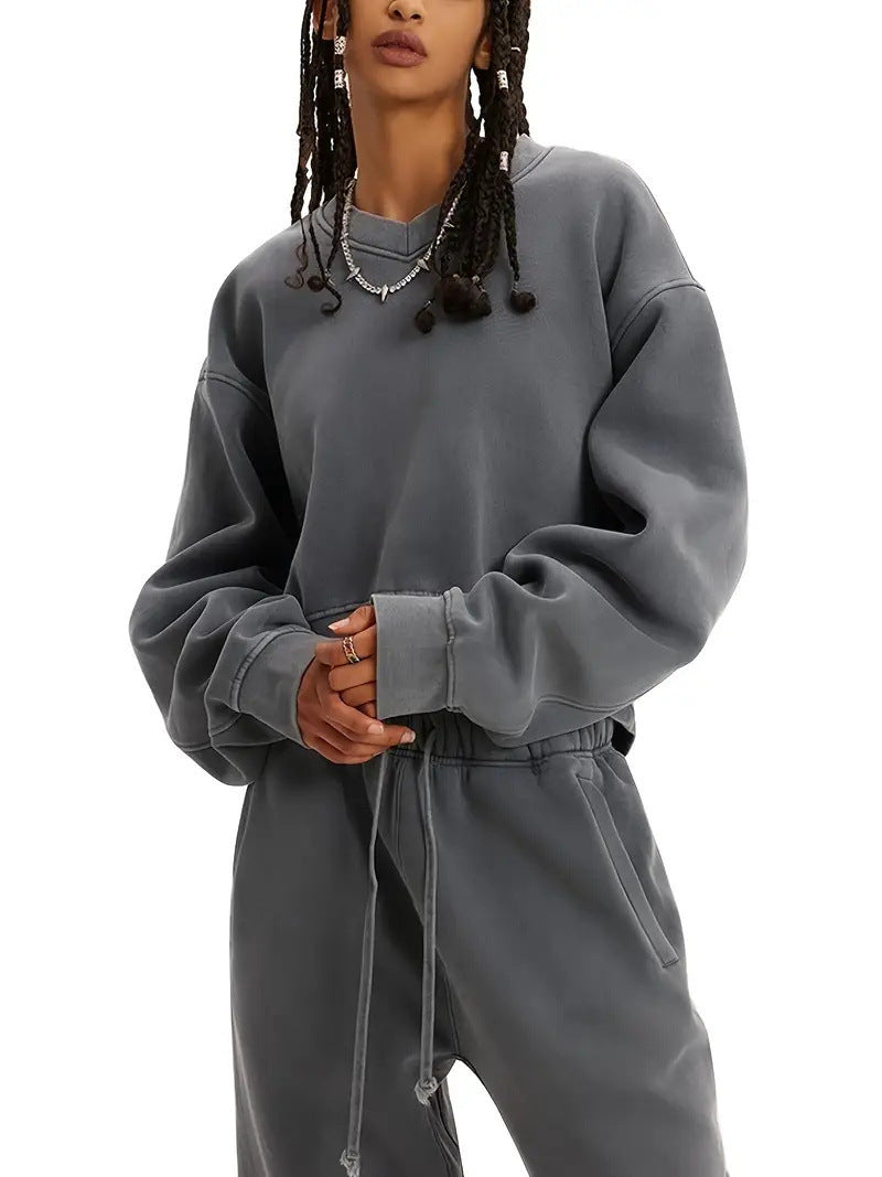 Damen Boxy-Sweatshirt mit überschnittener Schulter, verlängertem Rückenteil und brushed Fleece Shop Nory