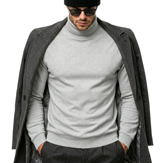 Herren Eleganter Baumwoll-Mix Rollkragenpullover Slim Fit Shop Nory
