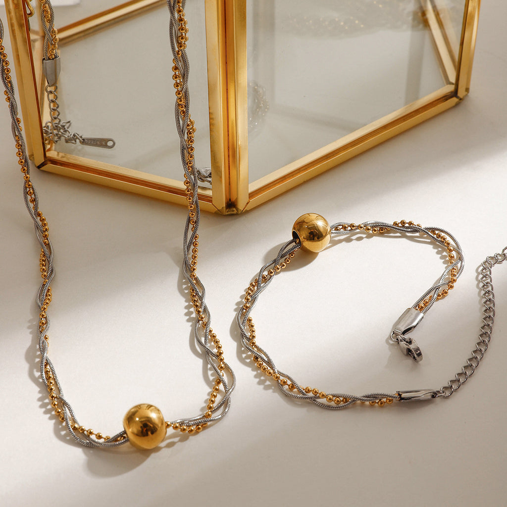 Damen Halskette aus hypoallergenem Edelstahl mit elegantem Goldakzent und verstellbarem Verschluss Shop Nory