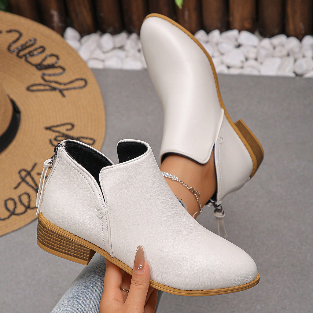 Damen modische Ankle Boots mit seitlichem Reißverschluss und geschmackvollem Design
