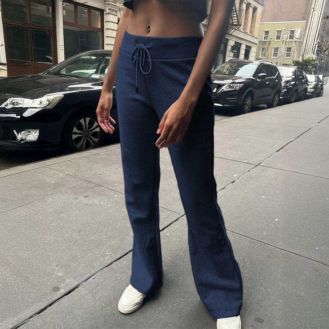 Damen nan Hochbund Loungehose mit Kordelzug, ausgestelltem Bein und weichem Sweatmaterial Shop Nory