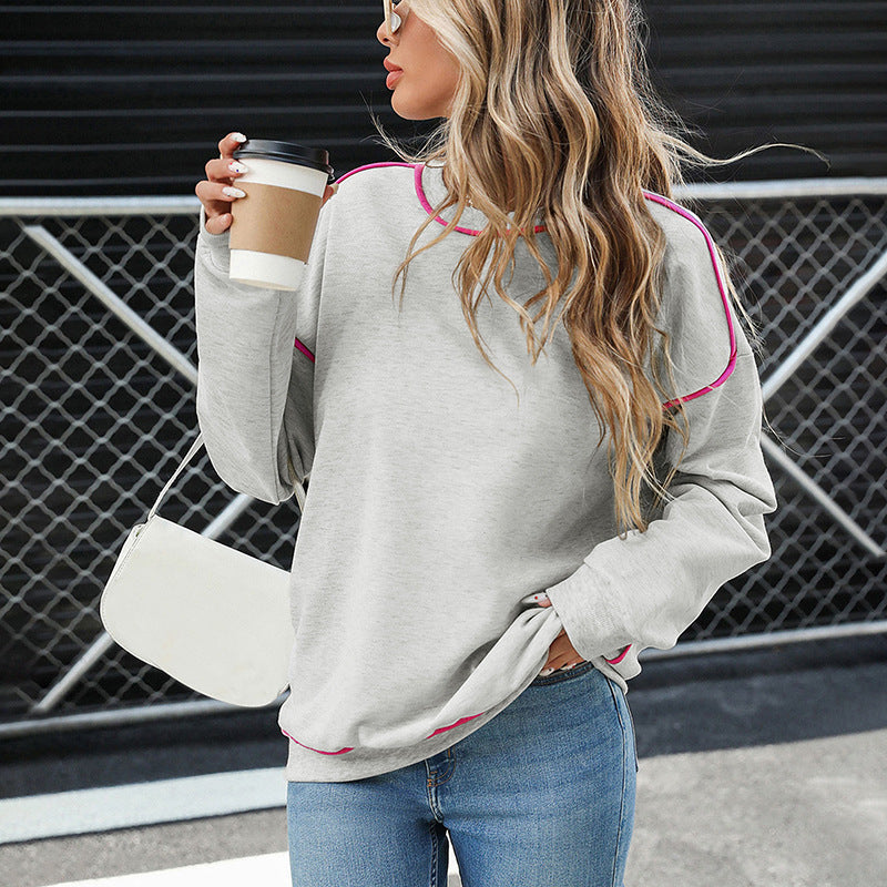 Damen Oversize-Sweatshirt mit Kontrastnähten und geripptem Saum Shop Nory