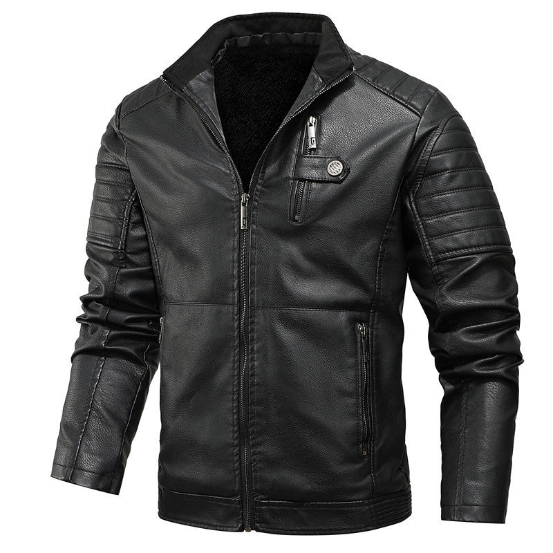 Herren schlanker Kunstleder‑Fieldblouson mit Stehkragen, Brustpattentaschen und Reißverschluss Shop Nory