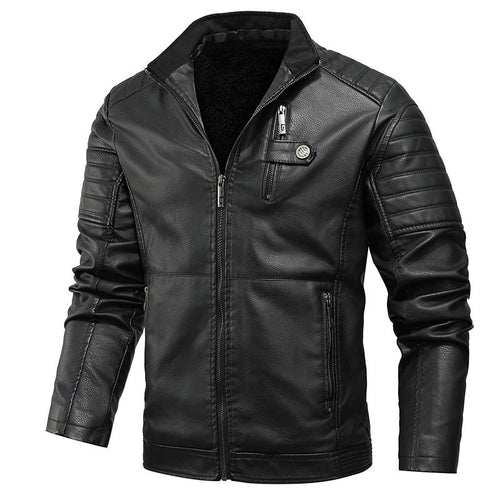 Herren schlanker Kunstleder‑Fieldblouson mit Stehkragen, Brustpattentaschen und Reißverschluss Shop Nory