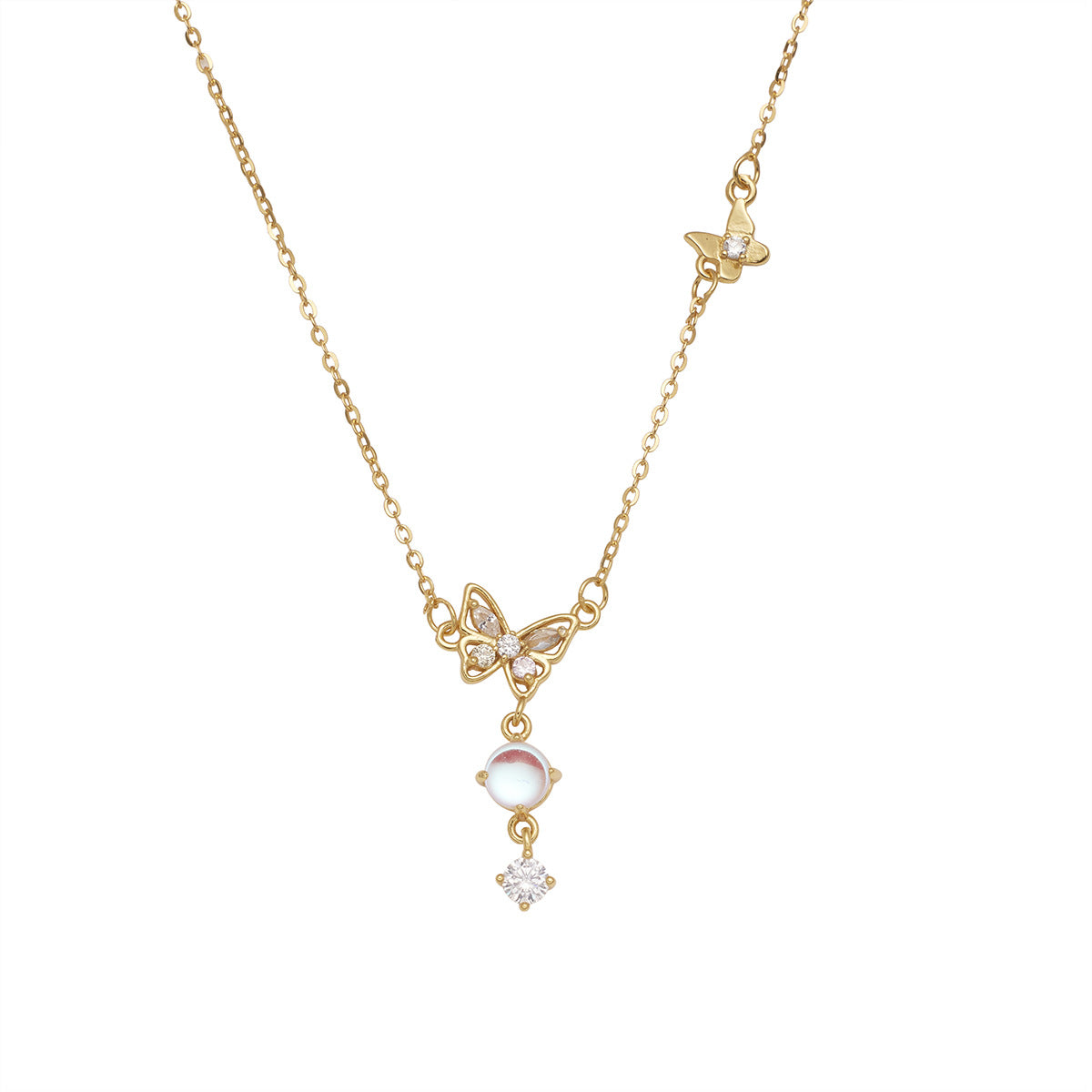 Damen zarte Halskette mit filigranem Schmetterlingsdesign und funkelnden Zirkonia Shop Nory