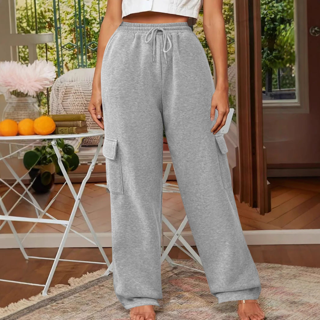 Damen Weiche Cargo-Loungehose mit elastischem Bund und weitem Bein Shop Nory