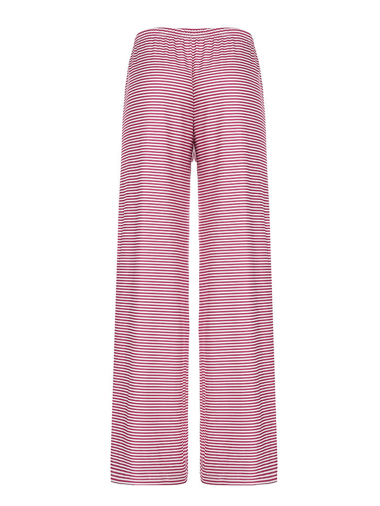 Damen Bequeme und luftige Sommerhose mit Streifenmuster und elastischem Bund