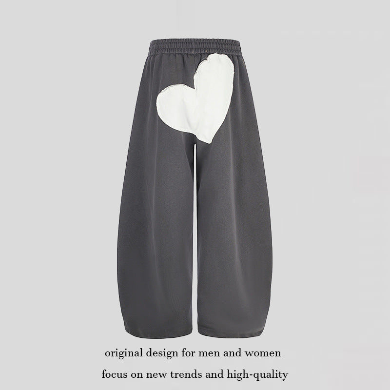 Damen weite Culotte-Sweathose mit elastischem Bund und Herz-Applikation Shop Nory