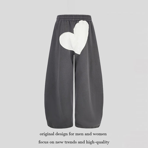 Damen weite Culotte-Sweathose mit elastischem Bund und Herz-Applikation Shop Nory
