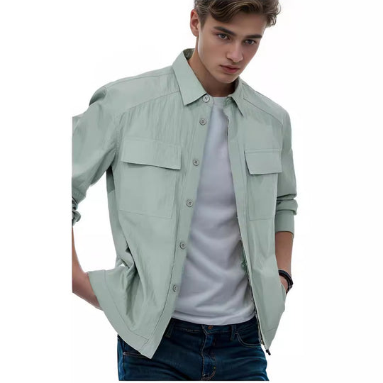 Herren Leichtes Field-Overshirt mit aufgesetzten Brusttaschen und Hemdkragen Shop Nory