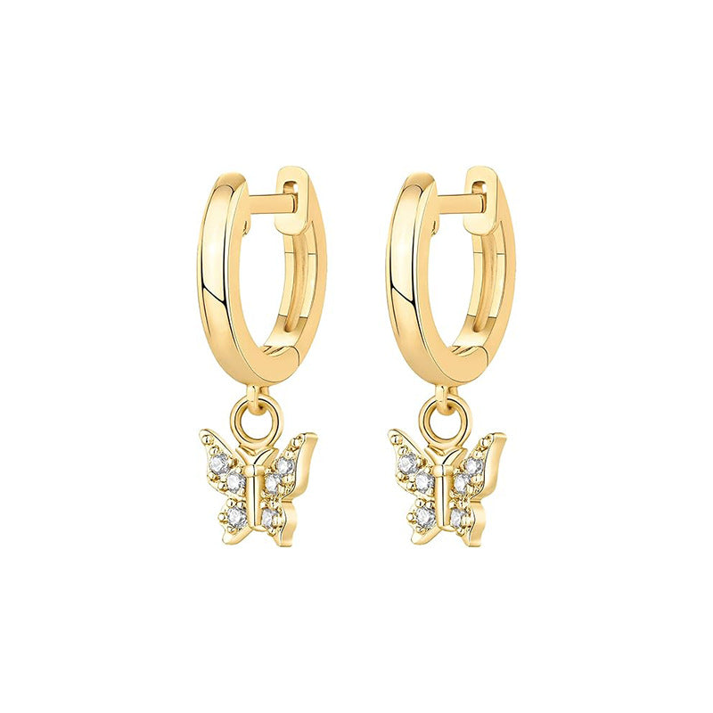 Damen Ohrringe mit filigranem Schmetterlingsdesign und funkelnden Zirkonia-Elementen Shop Nory
