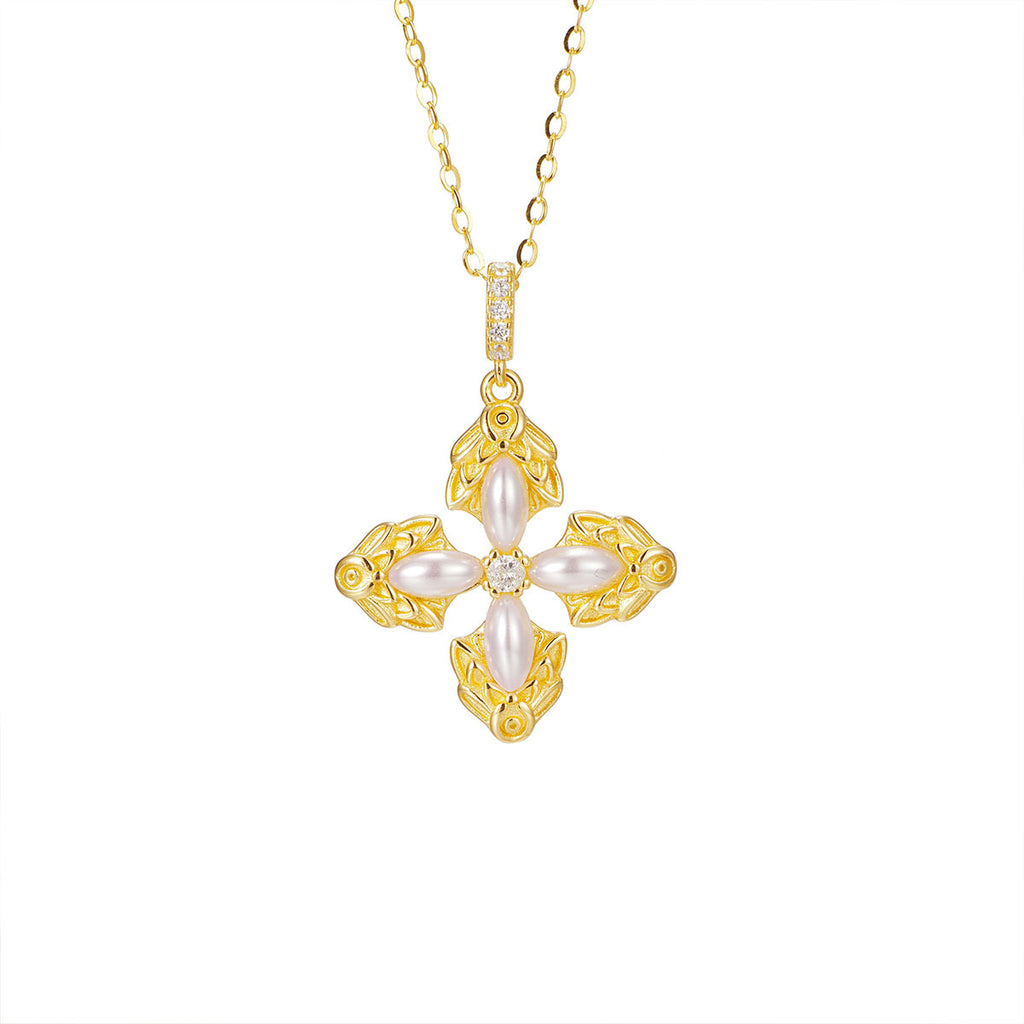 Damen elegante Halskette mit kunstvollem Kreuz-Anhänger Shop Nory