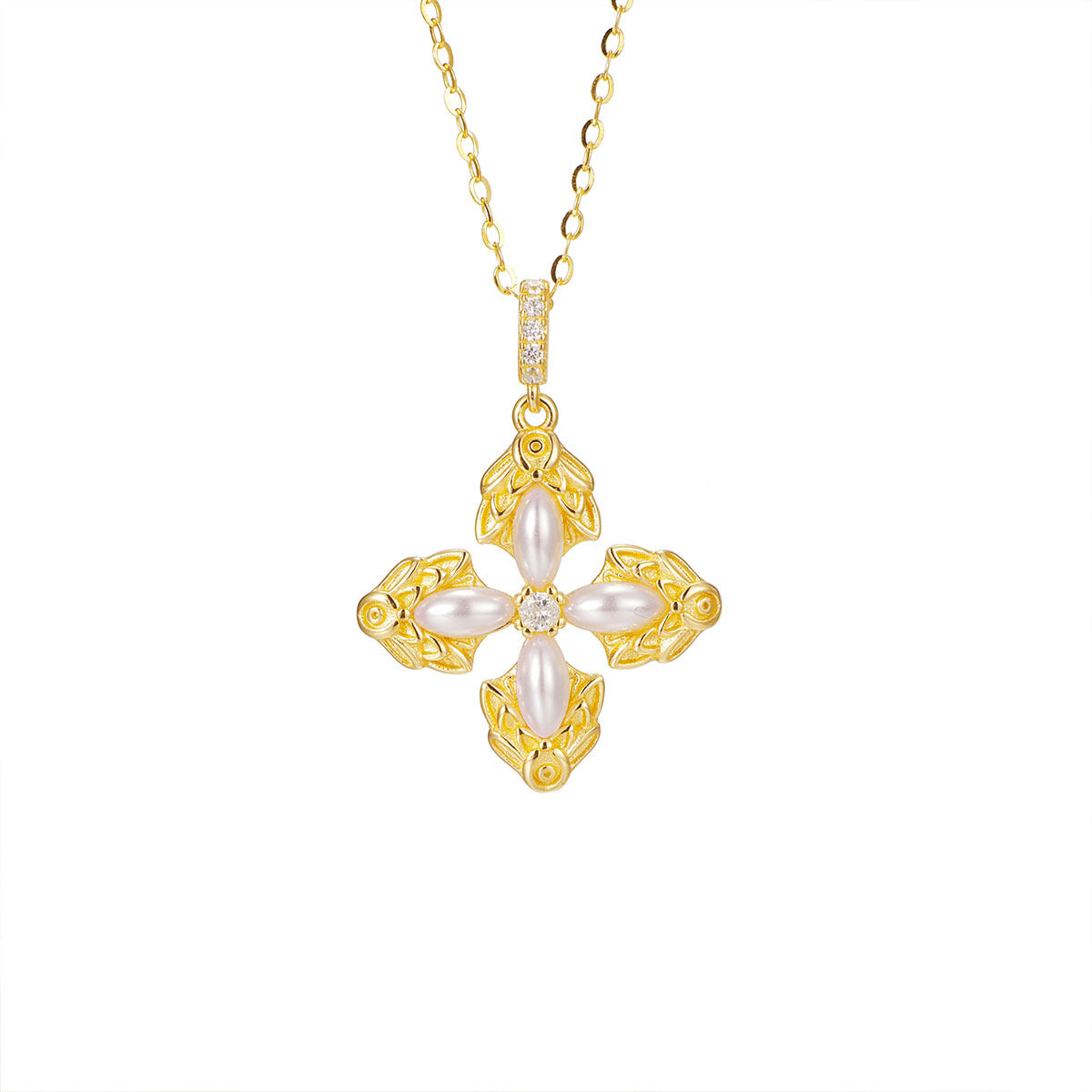 Damen elegante Halskette mit kunstvollem Kreuz-Anhänger Shop Nory