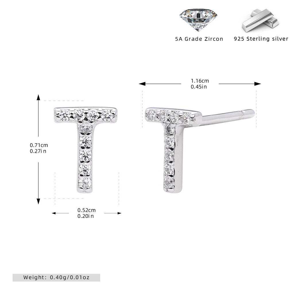 Damen Ohrstecker aus 925 Sterling Silber mit luxuriösem Zirkonbuchstaben R Shop Nory
