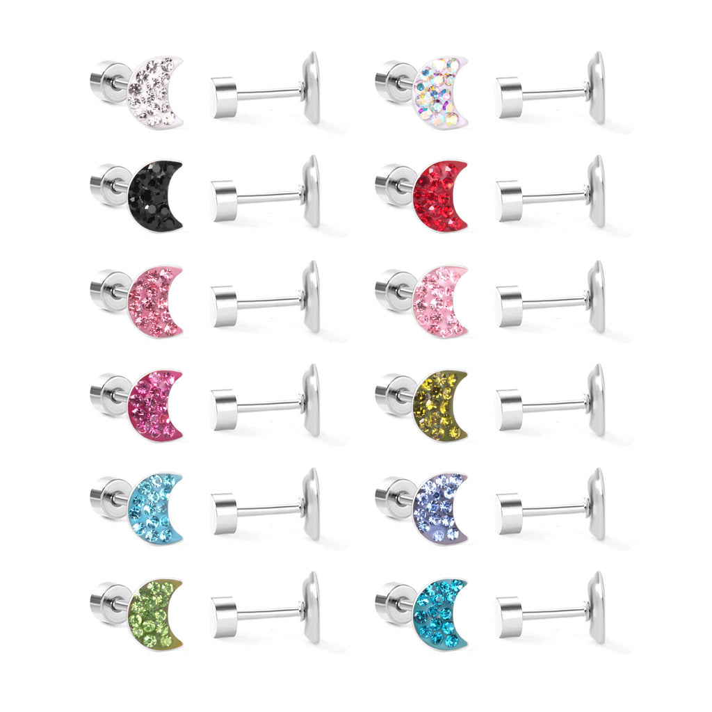 Damen Ohrstecker im Monddesign mit funkelnden Kristallen Shop Nory