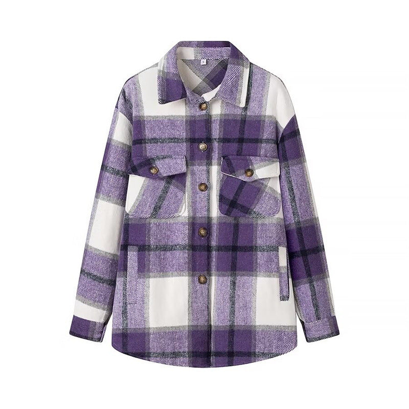 Damen Karo-Übergangs‑Shacket aus weichem Flanell mit aufgesetzten Brusttaschen Shop Nory