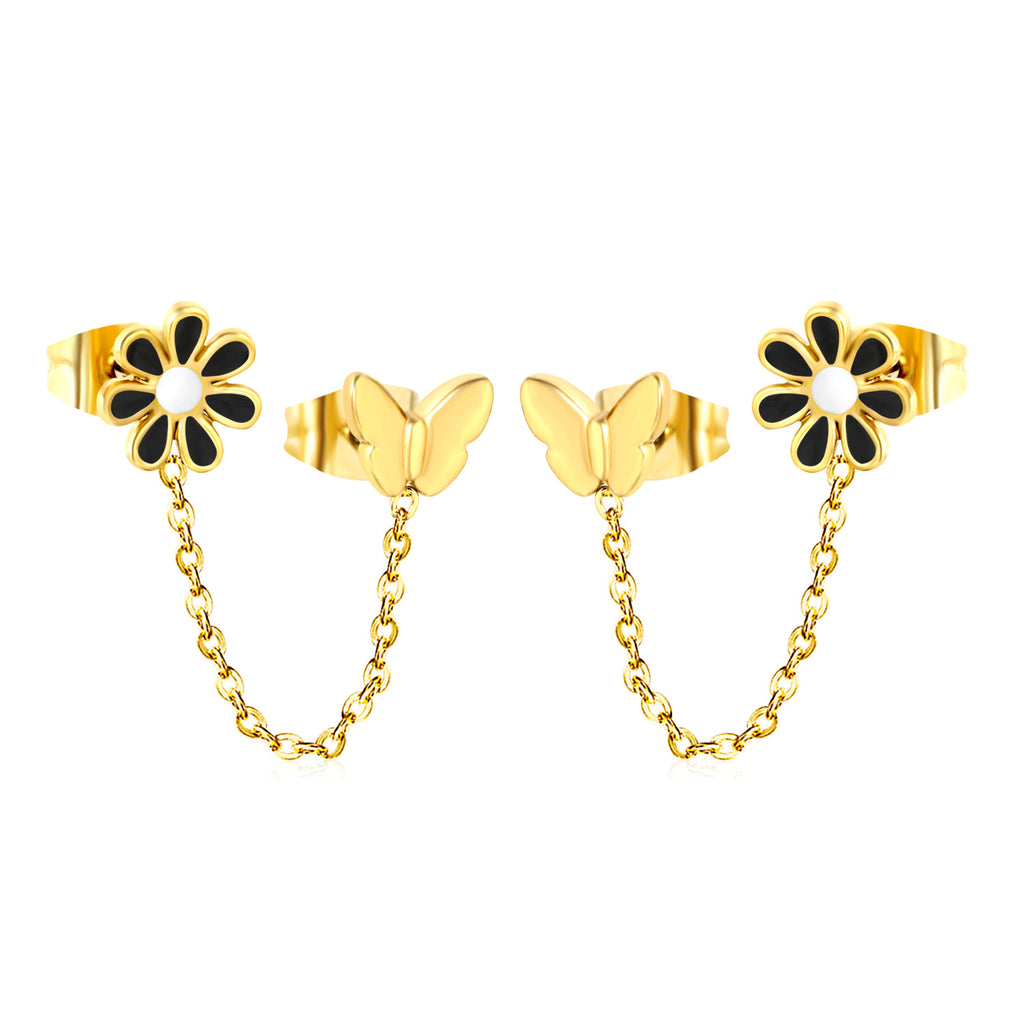 Damen Ohrstecker mit floralem und Schmetterlingsdesign Shop Nory