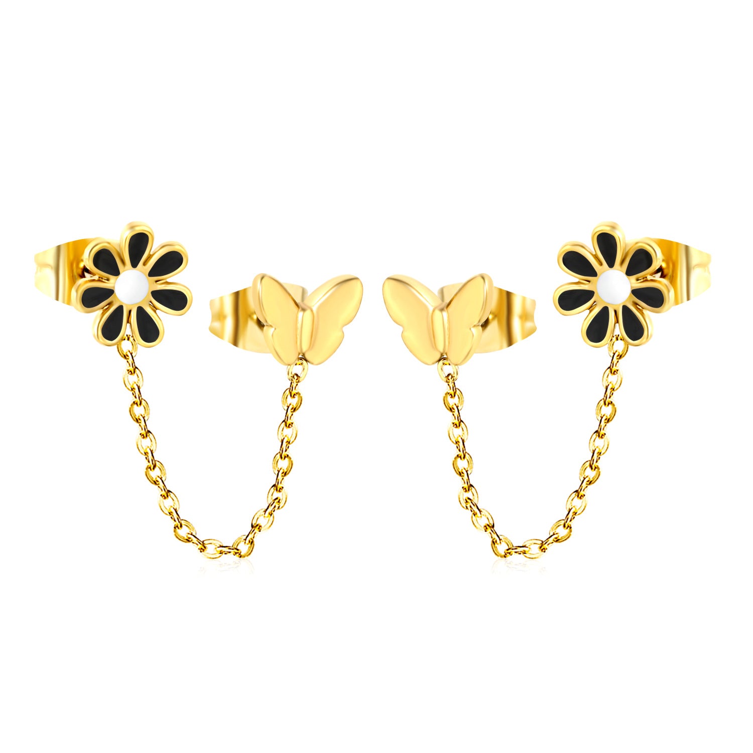 Damen Ohrstecker mit floralem und Schmetterlingsdesign Shop Nory