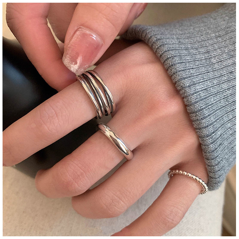 Damen Zierlicher Silberring mit Perlen-Design Shop Nory