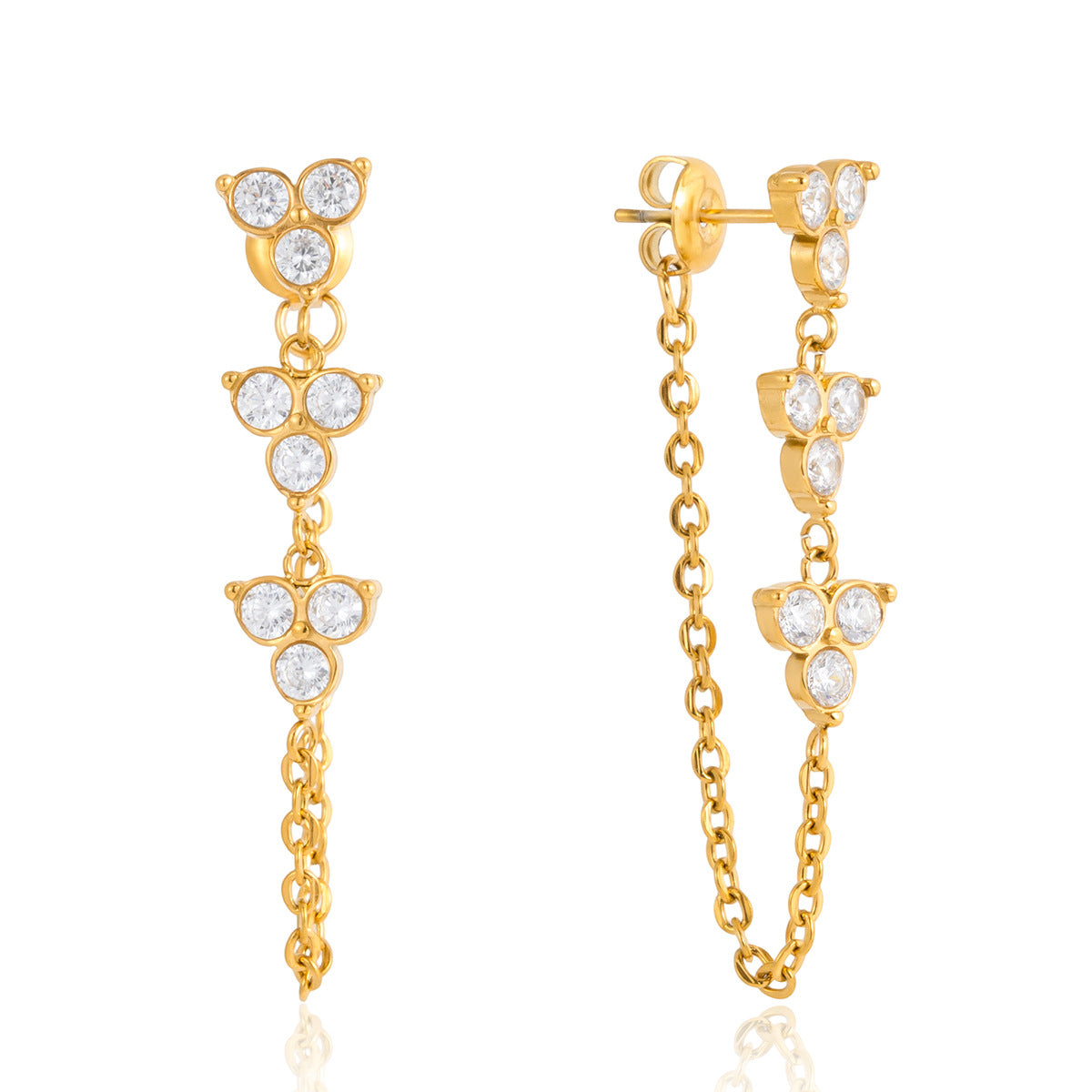 Damen Ohrhänger mit funkelnden Zirkonia und elegantem Ketten-Design Shop Nory