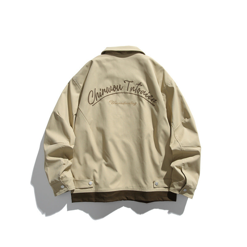 Unisex Boxy-Übergangsblousonjacke mit durchgehendem Reißverschluss, Brustzippertasche und kontrastiertem Rippsaum Shop Nory