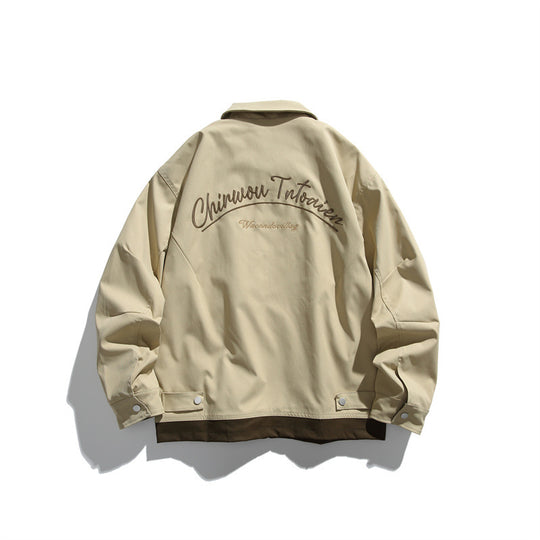 Unisex Boxy-Übergangsblousonjacke mit durchgehendem Reißverschluss, Brustzippertasche und kontrastiertem Rippsaum Shop Nory