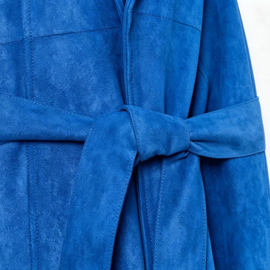Damen Kurzjacke im Kimono‑Stil aus Veloursoptik mit Schalkragen und Bindegürtel Shop Nory