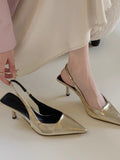 Damen elegante Slingback Pumps mit spitzem Design