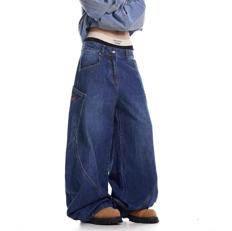 Damen Baggy-Jeans mit weitem Schnitt und praktischen Cargotaschen
