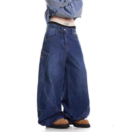 Damen Baggy-Jeans mit weitem Schnitt und praktischen Cargotaschen