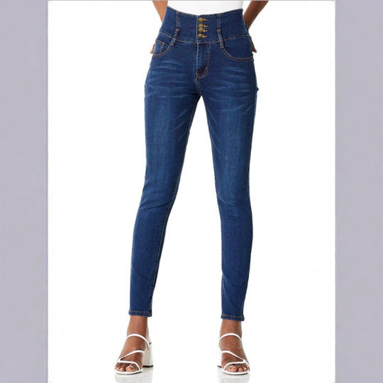 Damen Hochtaillierte Slim-Fit Sculpting-Skinny-Jeanshose mit V-Form Bund und Push-up-Effekt Shop Nory