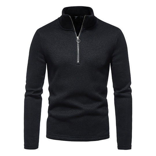 Herren Fleecepullover mit Stehkragen und innovativem Reißverschluss