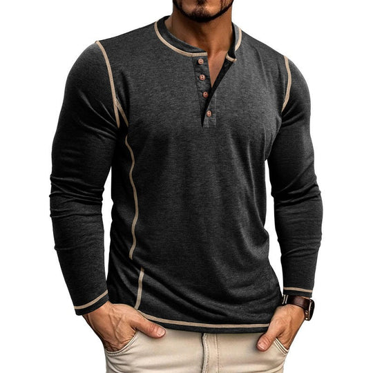 Herren Langarmshirt mit Knopfleiste