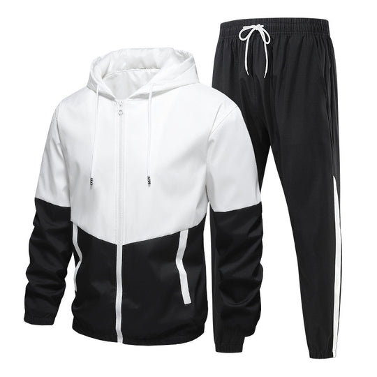 Herren Zweiteiliges Trainingsset mit Kapuzen-Windbreaker und tapered Jogginghose Shop Nory