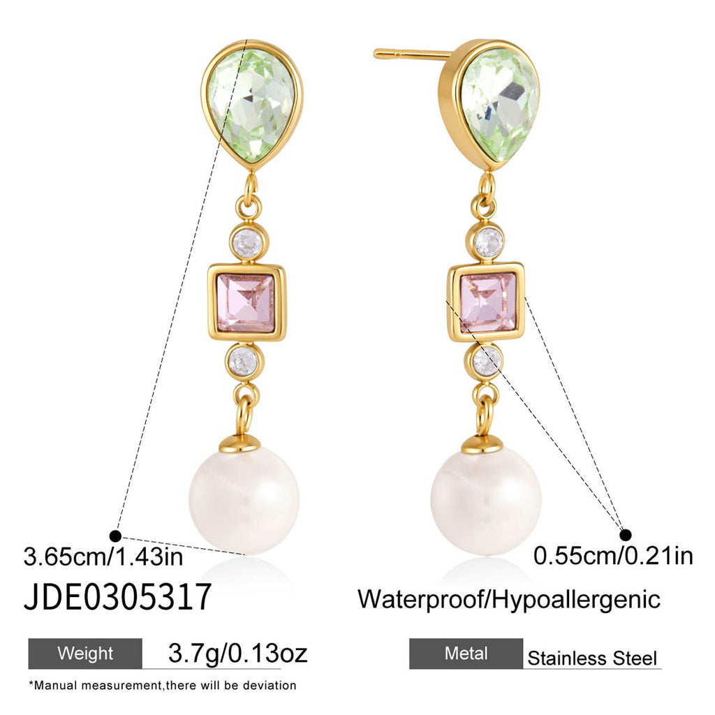 Damen Ohrhänger mit funkelnden Zirkonia und eleganten Perlenakzenten Shop Nory