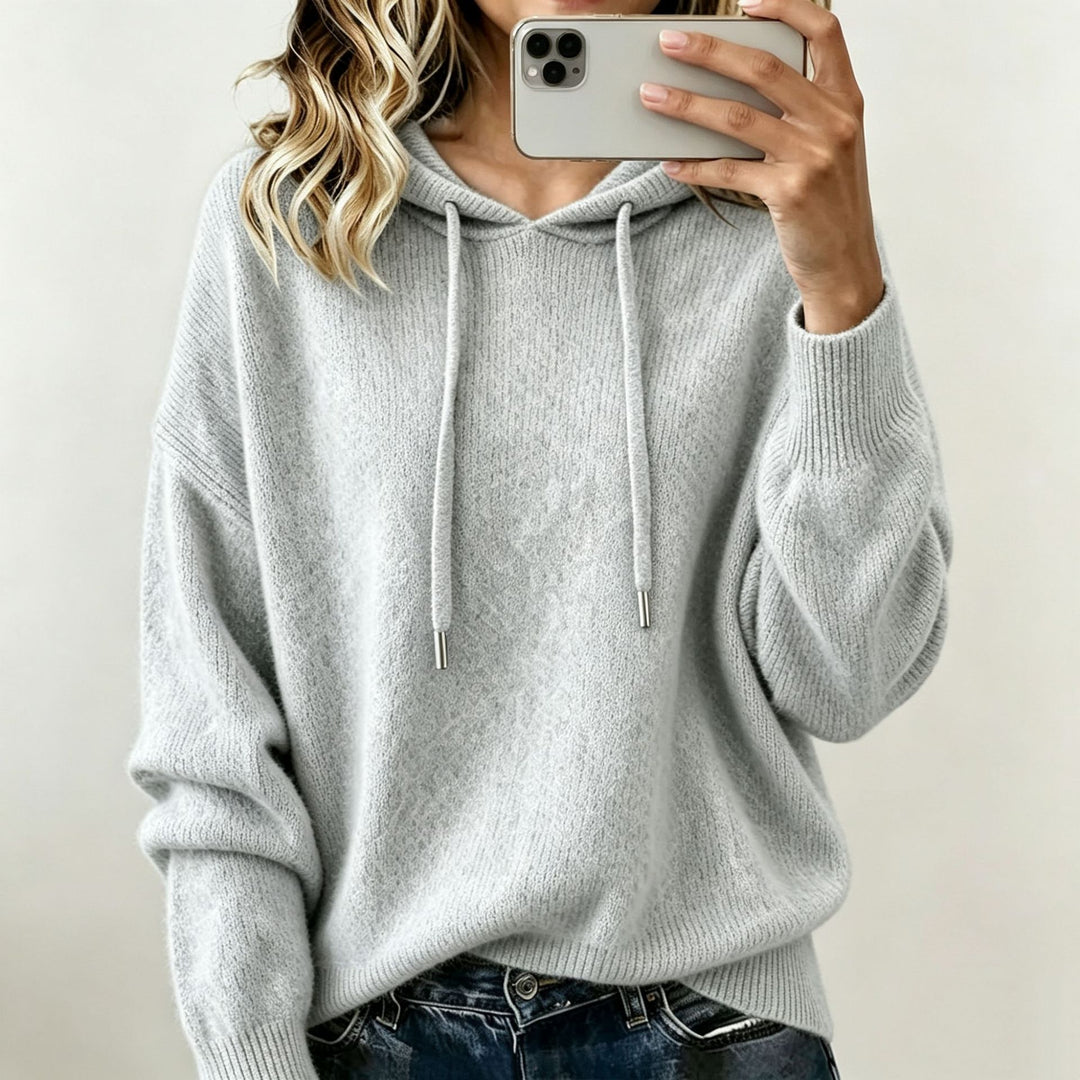 Damen Oversize Strickhoodie aus weichem Feinstrick mit Kordelzug Shop Nory