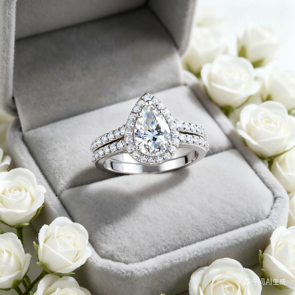 Damen Verlobungsring mit funkelndem Solitaire und elegantem Band Shop Nory