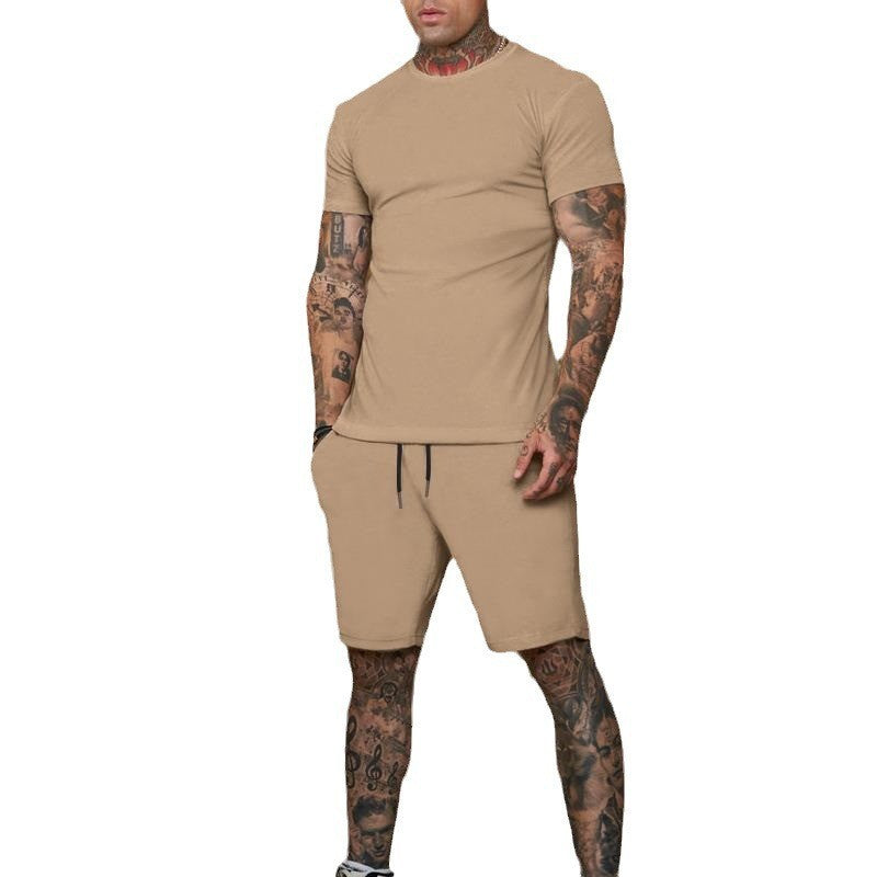 Herren Sportliches Kurzarm- und Shorts-Set mit kontrastierenden Details