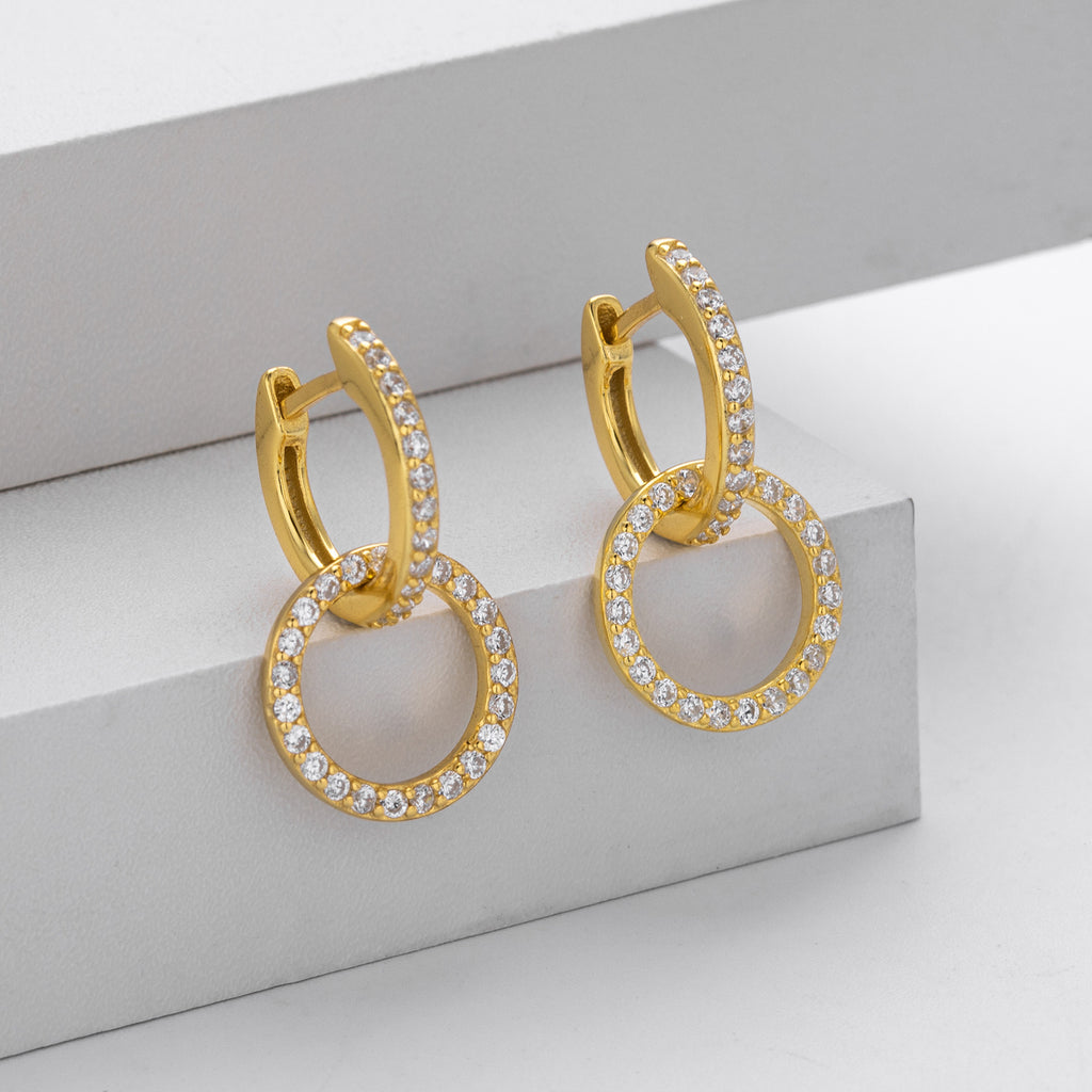 Damen Ohrhänger mit glitzernden Zirkonia in modernem Design Shop Nory