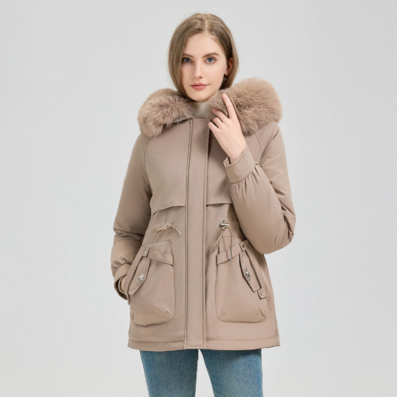 Damen nan taillierter Funktionsparka mit XXL-Kapuze, weichem Fleecefutter und multifunktionalen Pattentaschen Shop Nory