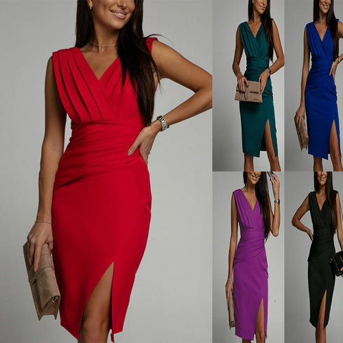 Damen Elegantes Kleid mit schmaler Silhouette und Wickeldetails