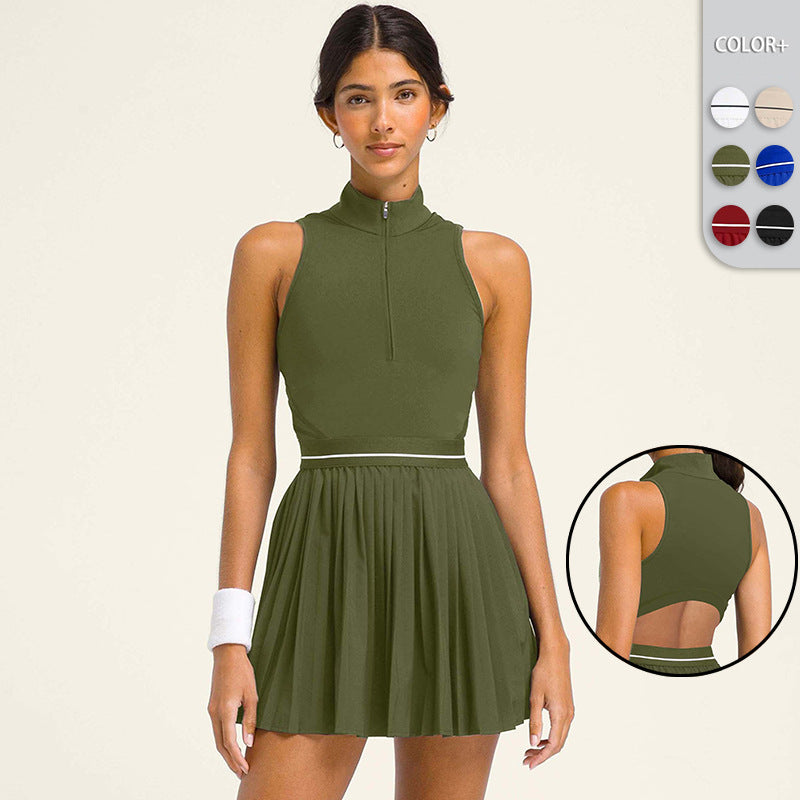 Damen Sportliches Kleid mit hochgeschlossenem Kragen und Reißverschluss Shopnory