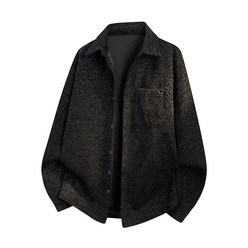 Damen Oversize-Textur-Hemdjacke mit diagonaler Struktur und Brusttasche Shop Nory