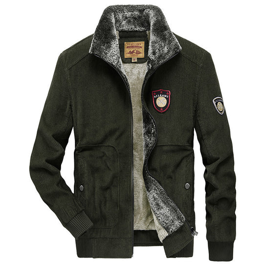 Herren Cordjacke mit wärmender Teddy-Innenfütterung und Badge-Details Shop Nory