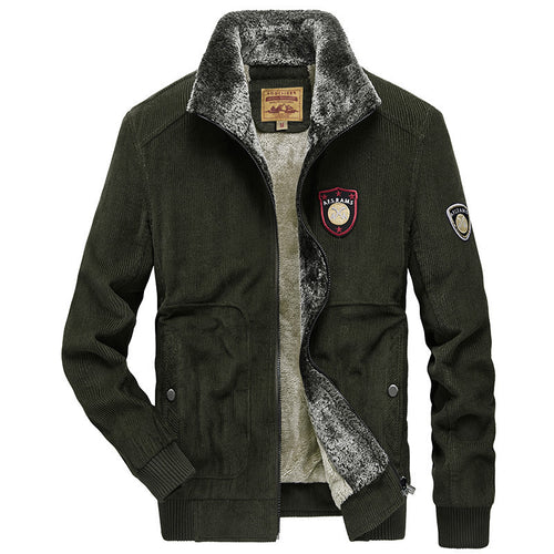 Herren Cordjacke mit wärmender Teddy-Innenfütterung und Badge-Details Shop Nory