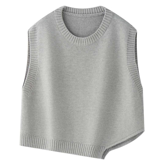 Damen Boxy-Strickweste mit Rundhalsausschnitt und geripptem Saum Shop Nory