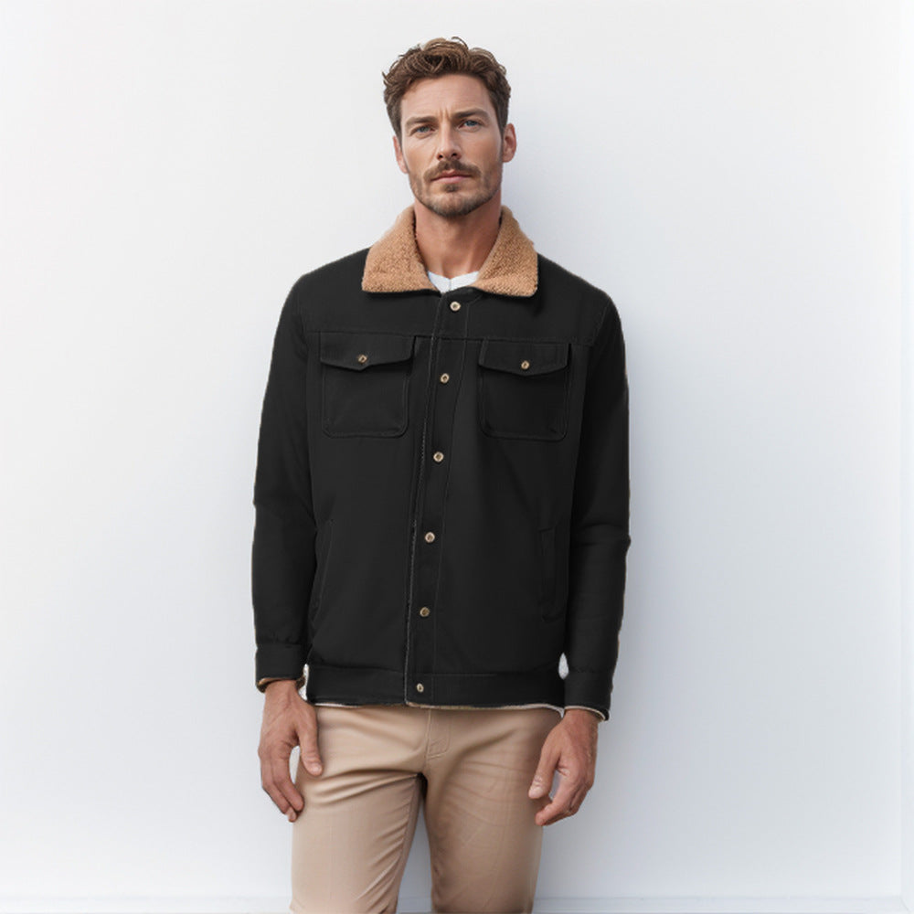 Herren Workwear-Jacke mit Teddykragen und Druckknopfleiste Shop Nory