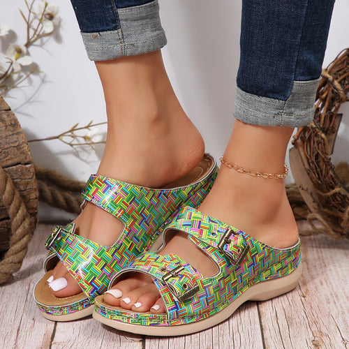 Damen Bequeme Pantoletten im Geflochtenen Design Shopnory